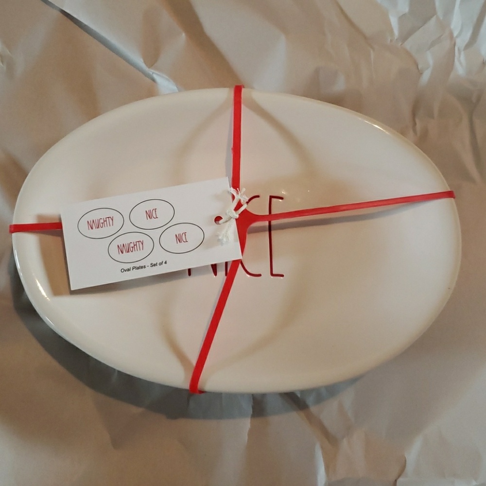 Rae dunn Naughty/Nice ovals dish set